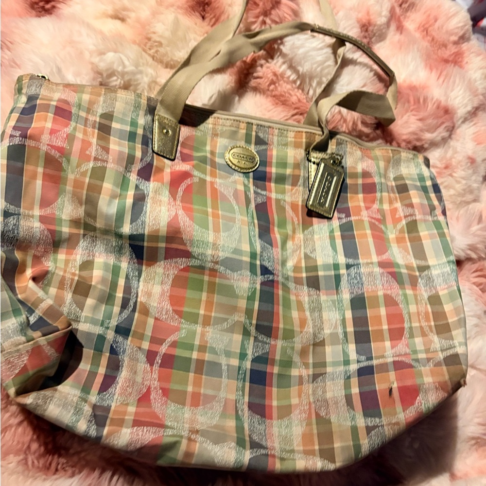 Coach Pastel Plaid Women's Tote Bag